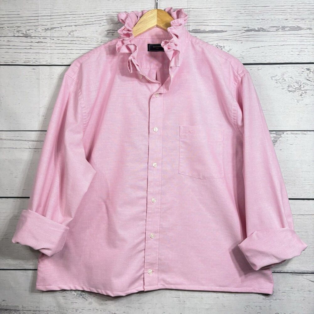 Upcycled Re-worked Dockers Ruffle Collar XL Bubblegum Pink Barbiecore